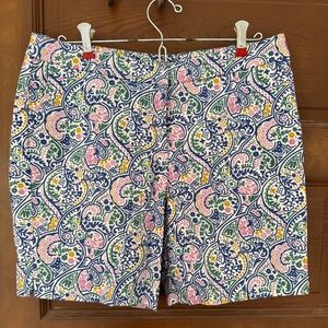 Boden Paisley Shorts Womens sz 8 Blue Pink